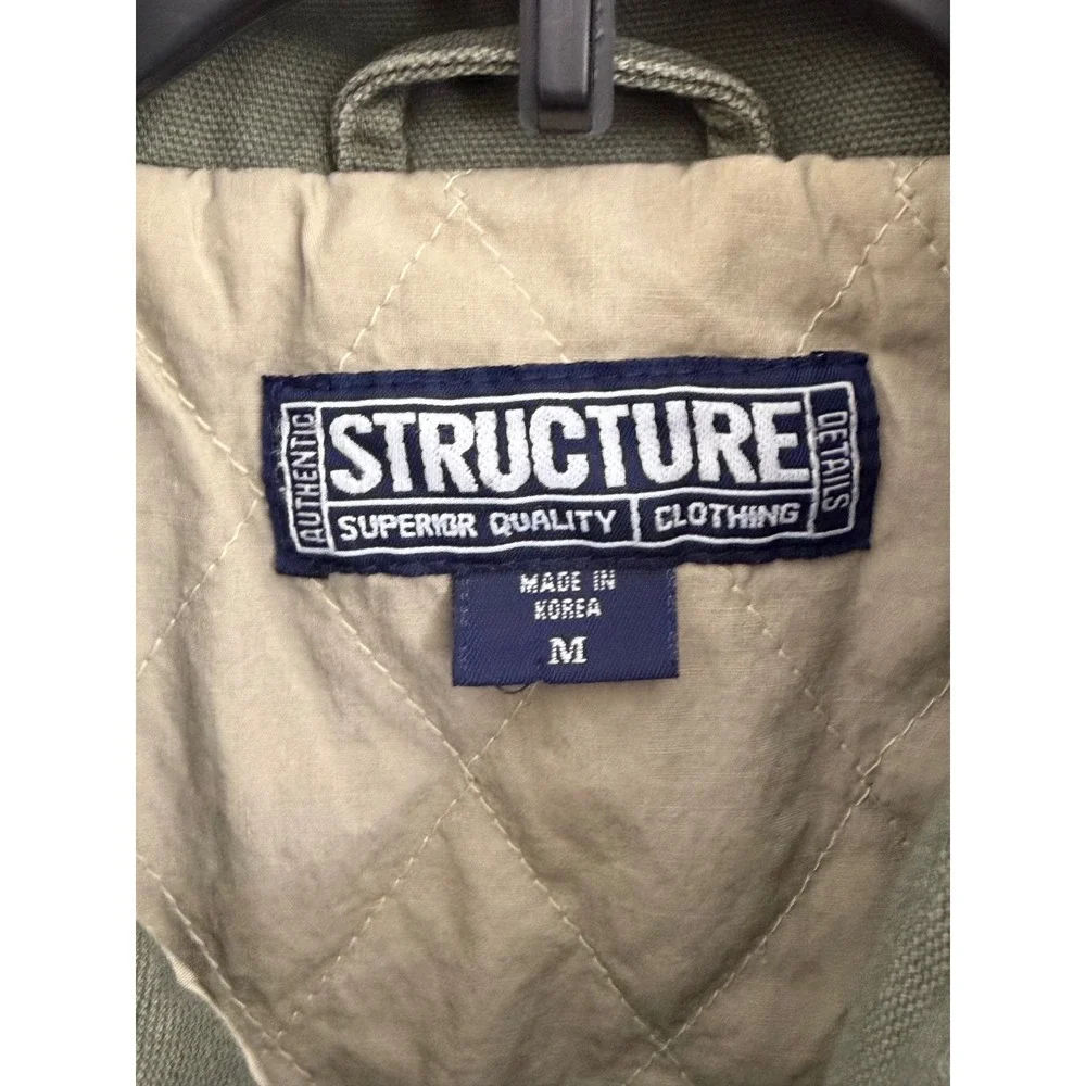 Vintage Structure Olive Green Utility Field Jacket Military Workwear Coat Mens M